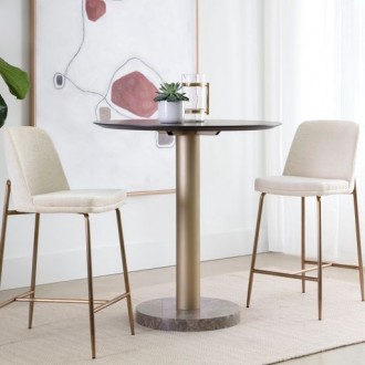 Sunpan Zeke Dining Chair Antique Brass in Bergen Ivory - Lifestyle