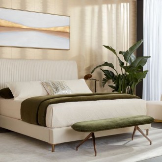 Sunpan Elowen Bench in Bergen Olive - Lifestyle