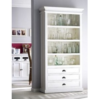 Nova Solo HALIFAX White Mahogany Bookcase with 3 Drawers and 4 shelves