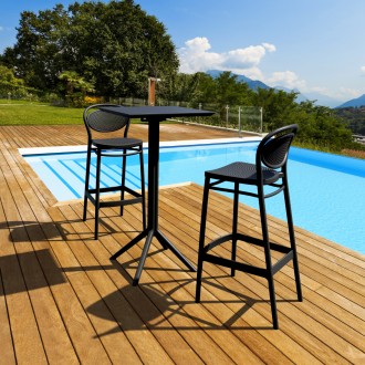 Compamia Sky Marcel Square Bar Set with 2 Barstools in Black - Lifestyle