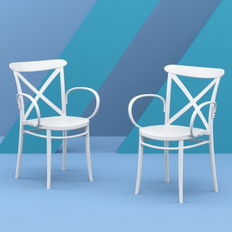 Cross XL Resin Outdoor Arm Chair White - Lifestyle 