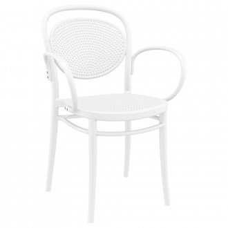 Marcel XL Resin Outdoor Arm Chair White - Angled