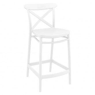 Cross Counter Stool White - Angled