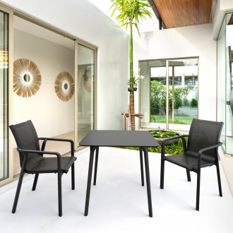 Compamia Maya 31 inch Outdoor Square Dining Table in Black - Lifestyle 2