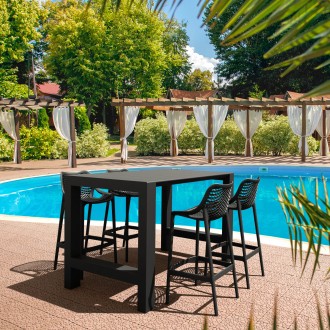 Compamia Vegas Air 5 pc Bar Set with 39 inch to 55 inch Extendable in Black - Lifestyle 2