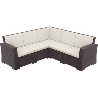 Monaco Resin Patio Sectional 5 piece Brown with Cushion - Brown