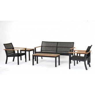 Royal Teak Naples Side Table Charcoal Aluminum and Rope