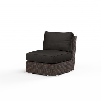 Montecito Armless Club Chair in Spectrum Carbon w/ Self Welt - Front Side Angle