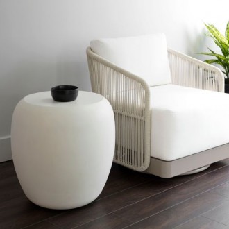 Sunpan Iolite End Table in White - Lifestyle