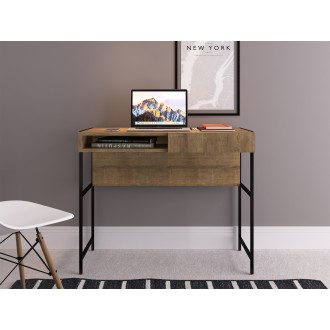 Casabianca CLARK Office Desk In Walnut Melamine With Black Painted Metal Frame - Lifestyle