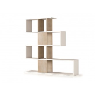 Time Bookcase In White Wood Grain And Light Gray Concrete Melamine - White BG