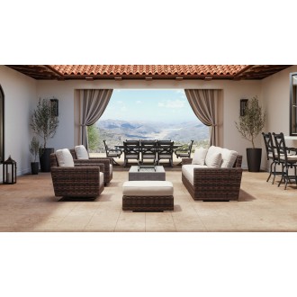 Montecito Ottoman in Canvas Flax w/ Self Welt - Lifestyle