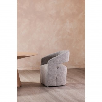 Moe's Home Collection Barrow Rolling Dining Chair Performance Fabric in Grey Storm - Lifestyle