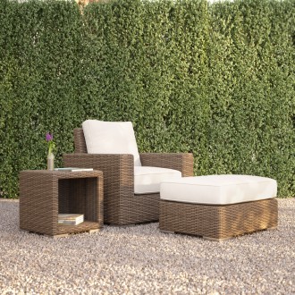 Coronado Ottoman in Canvas Flax w/ Self Welt - Lifestyle