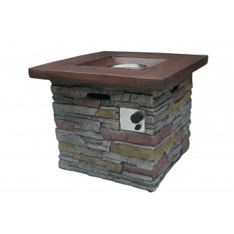 Crawford and Burke Kiska Brick Outdoor Square Gas Fire Pit, Front Angle