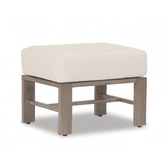 Laguna Ottoman in Canvas Flax, No Welt - Front Side Angle