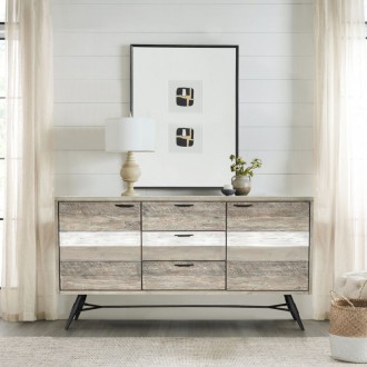 Armen Living Bridges Sideboard Buffet Cabinet in Two Tone Acacia Wood