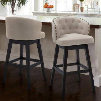 Armen Living Celine Counter Height Wood Swivel Tufted Barstool In Espresso Finish