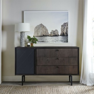 Armen Living Cross Solid Oak and Metal 3 Drawer Dresser