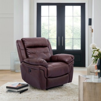 Armen Living Marcel Manual Recliner Chair in Dark Brown Leather