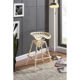 Osbourne Adjustable Industrial Metal Barstool in Antique White finish