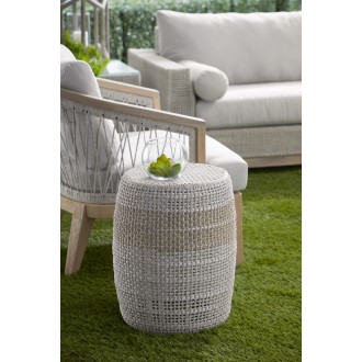 Essentials For Living Loom Accent Table in Taupe & White Flat Rope, Taupe Stripe - Lifestyle