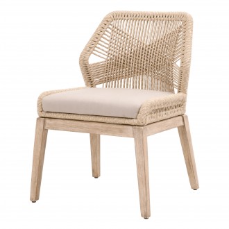 Loom Dining Chair - Sand Natural Gray Fixed - Front Side Angle