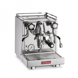 La Pavoni Cellini Classic Espresso Machines in Silver - Angled View