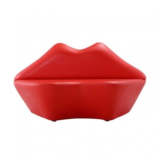Manhattan Comfort Kiss 61.8 in. Red Faux Leather 2-Seater Loveseat Front