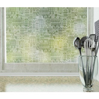 Odhams Press Little City Frosted Non-Adhesive Decorative Window Film - Privacy Cling Film