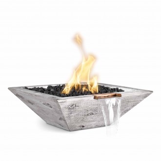 The Outdoor Plus Maya Wood Grain Fire and Water Bowl Ivory 