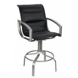 Woodard Metropolis Padded Sling Swivel Bar Stool