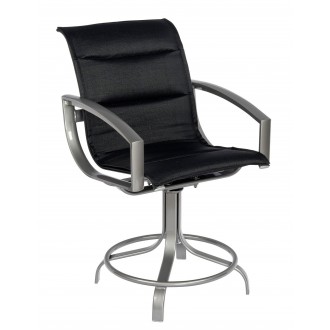 Woodard Metropolis Padded Sling Swivel Counter Stool - Angled