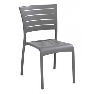 Aluminum Side Chair W/ Groove Cut Out - Warm Grey