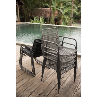 Azzurro Living Milos Stackable Dining Chair With Smoke Cushion - Stacked Lifestyle Photo
