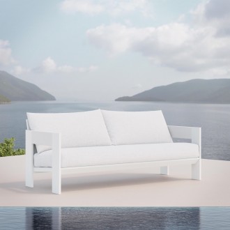 Azzurro Living Mykonos 3 Seat Sofa With Polar Cushion - Lifestyle