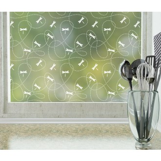 Odhams Press Dragonflies Frosted Non-Adhesive Decorative Window Film - Privacy Cling Film