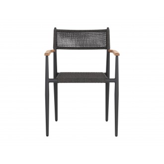 Sunpan Kona Stackable Dining Armchair Dark Grey - Set of Two - Front Angle