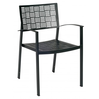 Woodard New Century Dining Armchair - Angle in Black