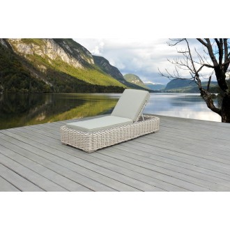 Outsy Anna 79 X 31.5 Inch Outdoor Wicker Aluminum Frame Sun Lounger in White and Grey - Lifestyle Main