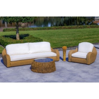 Outsy Katalina 3-Piece Outdoor and Backyard Poly Hyacinth Furniture Set with Aluminum Frame - Lifestyle 