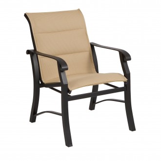 Woodard Cortland Padded Sling Dining Armchair - Angled