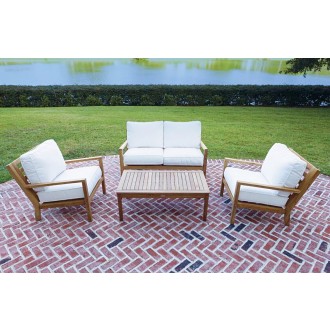Royal Teak Coastal Wooden Set with Two Club Chairs, Miami Coffee Table and 2-Seater Loveseat