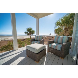 Royal Teak Sanibel Wicker Deep Seating Set with Two Club Chair and One Ottoman 