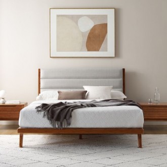 Greenington Mercury Upholstered Queen/Eastern King Platform Bed, Amber - Lifestyle