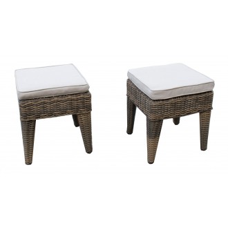 Hospitality Rattan Patio Spanish Wells Set of 2 Ottomans