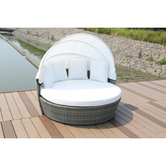 Hospitality Rattan Patio Manhattan Grey Wicker Canopy Daybed Outdoor View