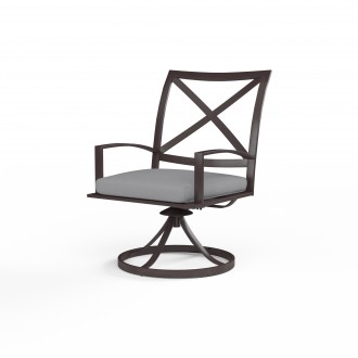 La Jolla Swivel Dining Chair in Canvas Granite w/ Self Welt - Front Side Angle