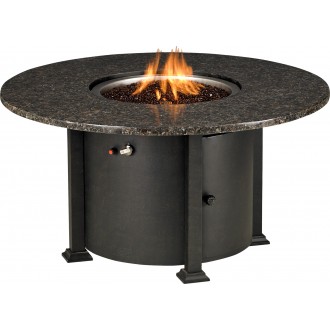Rome 48" Round Granite Fire Table With Burner - With Fire