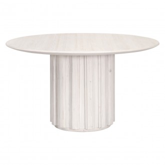 Essentials For Living Roma 54" Round Dining Table - White Wash Pine - Front Angle